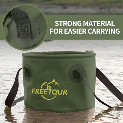 Baiao Collapsible Bucket 5 Gallon, Portable Collapsible Bucket with Handle, Folding Water Container for Fishing Camping Beach Hiking Home Travel Car Washing(Green 20L) - color: Military-green