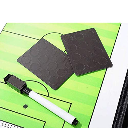 Foldable Leather Football Soccer Magnetic Tactic Marker Coaching Clipboard with Zipper and Marker Pen - Coaching Strategy Guiding Board Kit Equipment Portable Coach Tool - style: Soccer