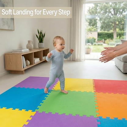 FlooringInc Baby Play Mat for Floor, Extra Large 2'x2' Foam Floor Tiles for Kids, Soft Interlocking Puzzle Mat, 1/2 Inch Thick, Non-Toxic EVA (Rainbow, 24 Tile Pack, 96 Sq Ft) - size: 24 Tile Pack