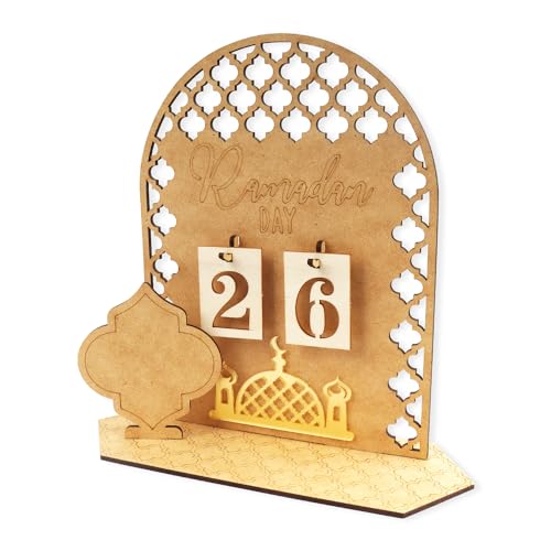 Ramadan Advent Calendar Wooden Ornament,30 Day Countdown Til Eid Gift for Kids Decorations - color: Style-B
