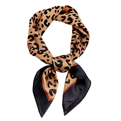 GERINLY Silk Hair Scarf Animal Print Leopard Neck Scarf Summer Neckerchief for Women Bag Purse Accessory - color: A - Leopard