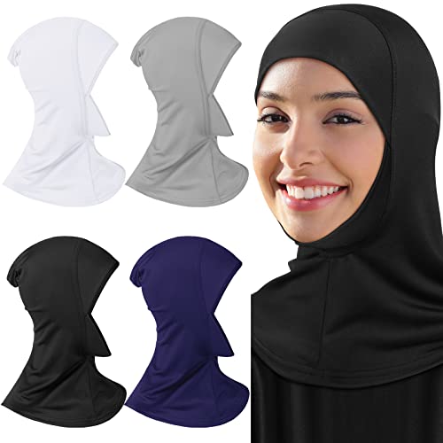 Geyoga 4 Pieces Modal Hijab Cap - color: Black, White, Blue, Gray