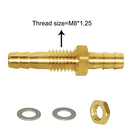 Joywayus 1/4" Hose Barb Thru-Bulk Head Hex Union Brass Fitting | With Flat Washer Gasket, For Water/Fuel/Air, Hose Connection, Leak-Proof Barb Connector - size: 1/4×1/4, style: 1PCS