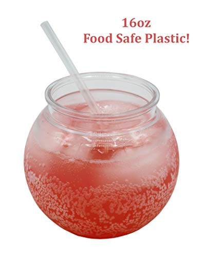 Creative Hobbies® 16 oz Clear Plastic Fish Bowls - 4 Inch (100 mm) Shatterproof Ivy Bowls for Carnival Games, Drinks, Candy & More - Pack of 12 - size: 4" H × 3¾" D with a 2½" neck