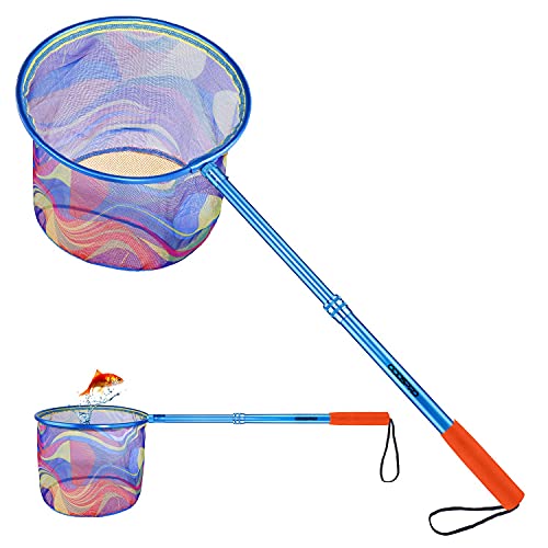 Kids Fishing Net - Telescoping Bait, Minnow, and Butterfly Net With 11.4" Depth, Handle Extends to 30" for Easy Catch and Release - color: blue 1pack