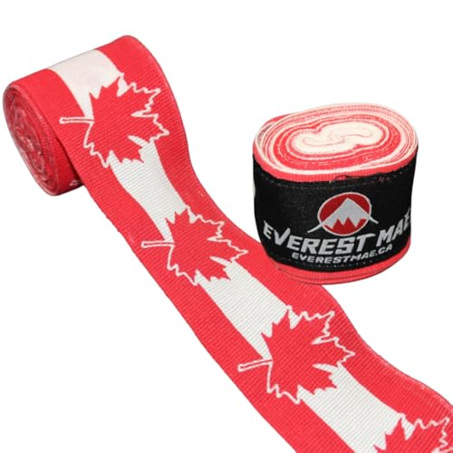 Canada Flag Handwrps Boxing, Kickboxing, MMA, Martial Arts, 4.5 Meter 180 Inches Elasticated Thumb Loop Bandages, Inner Gloves, Boxing, MMA, Muay Thai