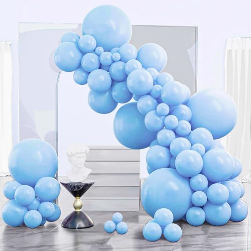 PartyWoo Light Blue Balloons 130pcs Different Sizes of 18 12 10 5 Inch Baby Pastel Sky Aqua Blue Balloon Arch Kit Garland for Birthday Gender Reveal Baby Shower Graduation Party Decorations Blue-Y4 - color: Blue-y4