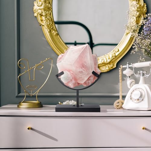 Marsui Large Rock Display Stand Slab Stands Crystal Holders Metal One Arm Two Prong Display Easel Holder for Plate Slab Slice Fossil Flat Minerals Crystals(4.72 x 3.54 x 5.51 Inches,Black) - size: 4.72 x 3.54 x 5.51 Inches
