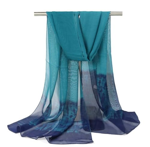 Xyueanlo Women's Chiffon Scarf Lightweight Scarves Fashion Elegant Floral Print Scarfs Shawls - color: Dark Green