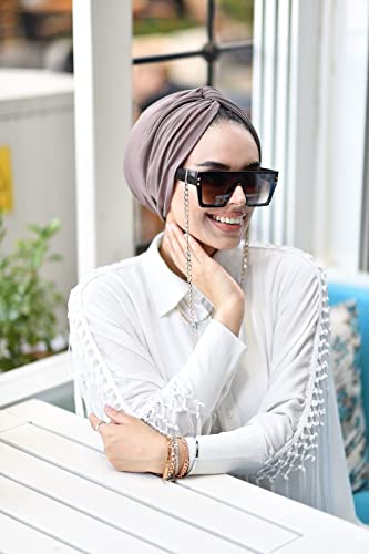 para life Knot Turbans for Women, Breathable Instant Turban|Standard Size Cotton|Pre-tied Scarf, Hijab Cap&Undercap - color: Dark Mink