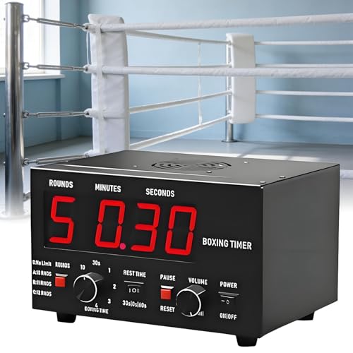 Interval Timer with LED Display, Adjustable Sound, Customizable Training Time and Repetitions for Boxing, MMA, and Kickboxing Workouts - color: Red
