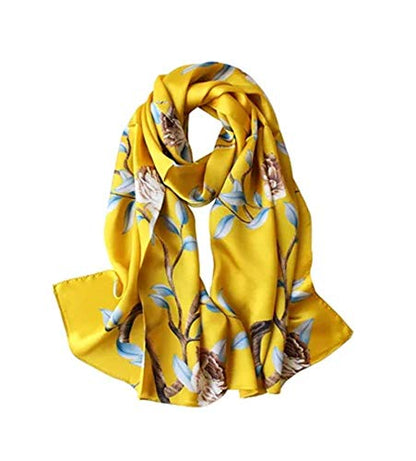 ANDANTINO 100% Silk Long Scarf-Women Large Oblong Shawls with Gift Packed - color: Illuminating Yellow
