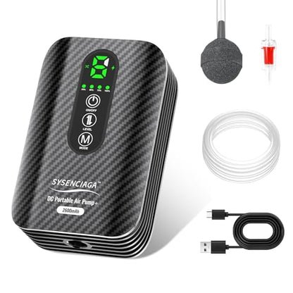 Rechargeable Bait Aerator Pump with Clip | Portable dual-mode air pump for bait buckets, fishing trips, crawfish, and aquarium backup; clip-on design - color: light black