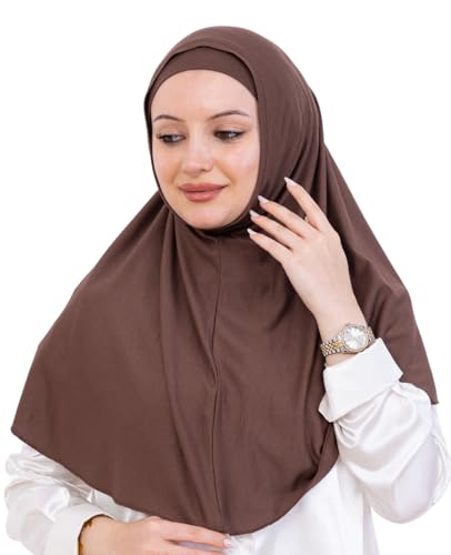 Prien Instant Hijab For Women, Muslim Long Scarf, Undercap Turban Set, Turkish Islamic Clothing, Prayer Clothes For Abaya - color: Brown