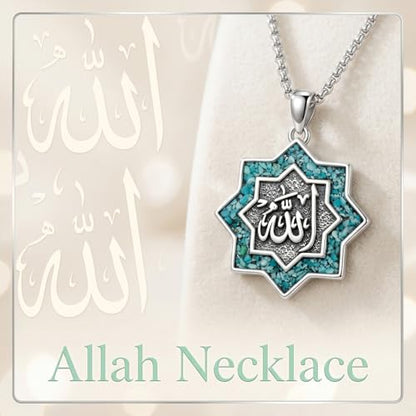 PELOVNY Allah Necklace for Men Women 925 Sterling Silver Islam Allah Pendant Chain Islamic Muslim Religious Jewelry Gifts - color: Allah-07