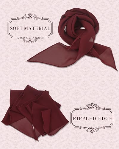 Chiffon Scarf for Women, Removable Flower Neck Scarf Light Soft Fashion Rose Scarves Versatile Headband or Hair Band - color: Burgundy