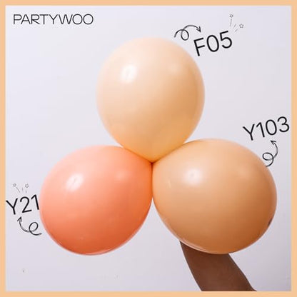PartyWoo 누드 풍선 152피스 다양한 사이즈 45.7cm(18인치), 30.5cm(12인치), 25.4cm(10인치), 12.7cm(5인치), 살구, 보헤미안 가을 뉴트럴 풍선 아치 키트, 가랜드, 졸업 생일 소년 베이비 샤워 테마 파티 장식, 브라운-F05 - color: Apricot-f05
