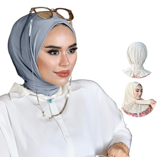 para life Snap Hijab for Women, Breathable Instant Hijabs|Standard Size Stretchable Cotton Sandy|Jersey Undercap - color: Grey