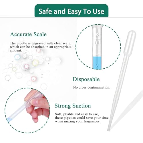 50 PCS 3ml Dropper Pipettes - Disposable Pipettes Dropper for Accurate Liquid Transfer, Perfect for Essential Oils, Resin, Crafts, Labs - Plastic Pipette, Droppers - size: 3 ML