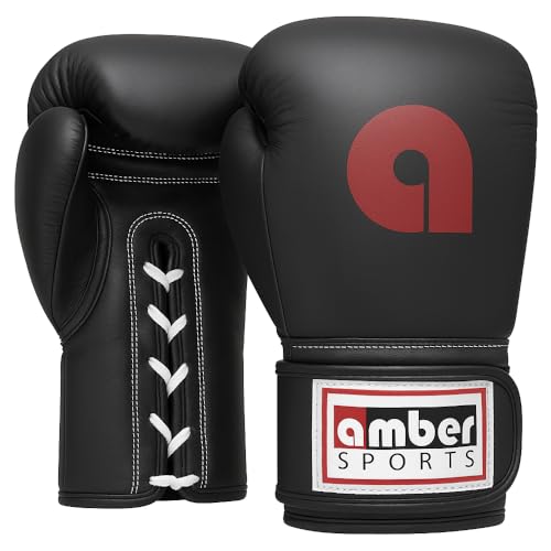 Professional Lace-Up All Leather Boxing Gloves - Top Grain Leather, Lightweight Padding for Speed, Double-End & Heavy Bags - size: 14-Ounce