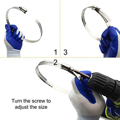 Upgraded Version 4" (Diameter) Thicken Adjustable 304 Stainless Steel Duct Clamps Pipe Clamp Air Ducting Clamp worm drive hose clamps (4Pcs, 91mm-114mm) - size: T 4" -4Pcs