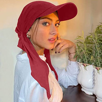 Hijab Scarf for Women Baseball Curved Brim Cap | Soft Breathable Cotton, Lightweight Feel, Adjustable Strap, Curved Brim, Summer Wear, Outdoor Activity, Casual Daily Use - color: 09#_wine