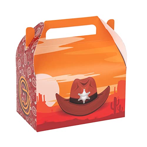 First Rodeo Birthday Party Supplies - 10 Pack Western Party Decorations Cowboy Goodie Boxes - Rodeo & Cowboy Favor Bags, Baby Shower Favors, Kids Birthday, Country Girl Party Décor - 6.25"x3.75"x3.5" - color: Cowboy