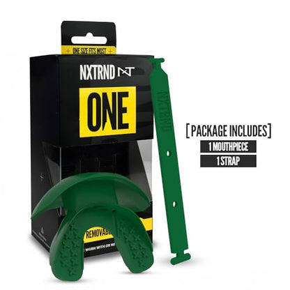 Nxtrnd One Football Mouth Guard, Strap Included, Fits Adult & Youth (Dark Green) - color: Dark Green