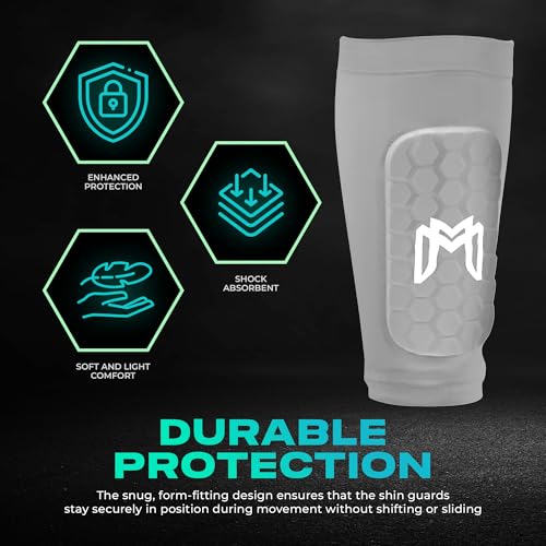 MediCaptain Mini Shin Guards Soccer – Built in Shin Pad Sleeves for Mens, Women, Teens - Small Shin Guards - Lightweight, Breathable Shin Defender Leg Protection - color: Gray, size: Maxi (5.5 x 2.8 in)