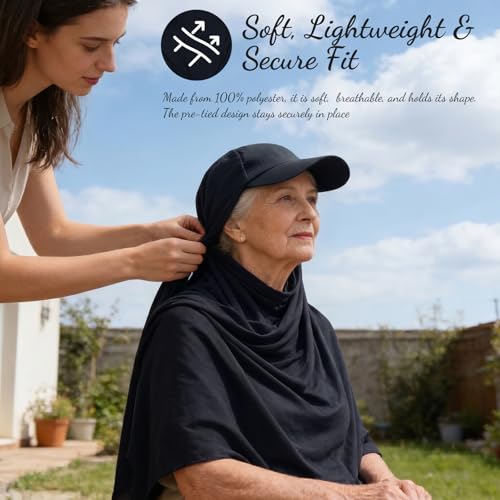 ZLYC Women Muslim Hijab Scarf with Visor Built-in Undercap Sun Protection Headwrap - color: Solid Black