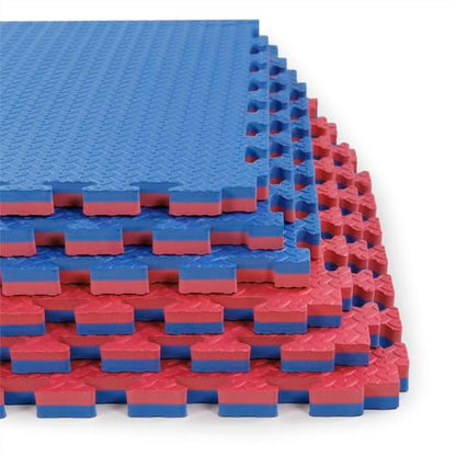 Xspec 1" Extra Thick 48 sq ft Reversible EVA Gym Foam Floor Mat Tiles (24" x 24"), Steel Pattern, 12 pcs, Blue & Red - color: Blue/Red
