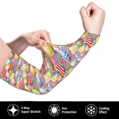 Arm Sleeves Outdoor Garden Sports Cooling Sun Sleeve for Women Men Farm - color: Candy