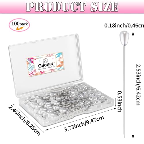 Pins for Flower Bouquets 100pcs Long Teardrop Pearl Pins,White Pearl Boutonniere Pins for Sewing Flower Decorations Wedding Supplies Decorations Jewelry Making.