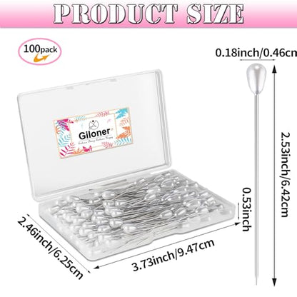 Pins for Flower Bouquets 100pcs Long Teardrop Pearl Pins,White Pearl Boutonniere Pins for Sewing Flower Decorations Wedding Supplies Decorations Jewelry Making.
