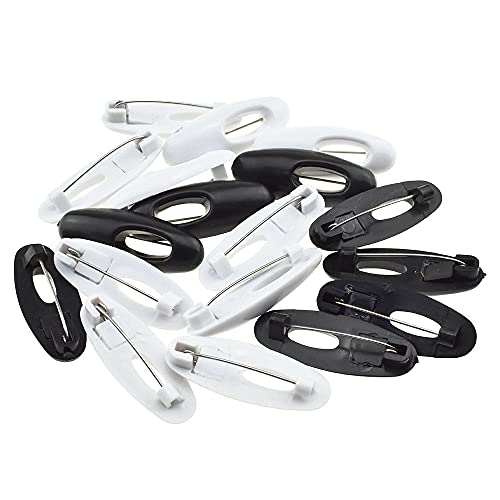 3.7cm Length Hijab Pins Smooth Surface Sharp Bear Force Prevent Ripping Reliable Clips Hold Sturdy Durable Plastic Safety Pins Black White 50 PCS for Muslim Saree Chiffon Scarf Jersey Blouses - size: BlackWhite-3.7cm 50Pcs