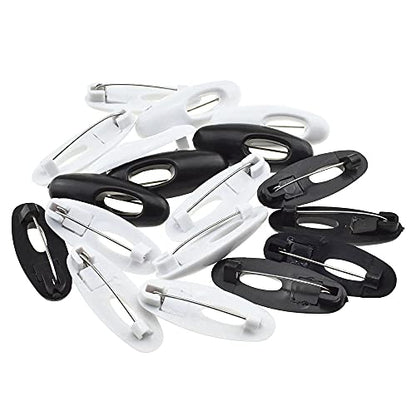 3.7cm Length Hijab Pins Smooth Surface Sharp Bear Force Prevent Ripping Reliable Clips Hold Sturdy Durable Plastic Safety Pins Black White 50 PCS for Muslim Saree Chiffon Scarf Jersey Blouses - size: BlackWhite-3.7cm 50Pcs
