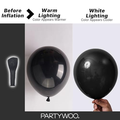 PartyWoo Black Balloons 128pcs Different Sizes of 18 12 10 5 Inch - color: Black-y18