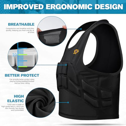 TUOY Women Padded Compression Vest, Impact Vest for Women, Chest Breast Rib Protection Vest for Sports, Karate, Football, Basketball - size: Medium, style: Impact Padded Vest