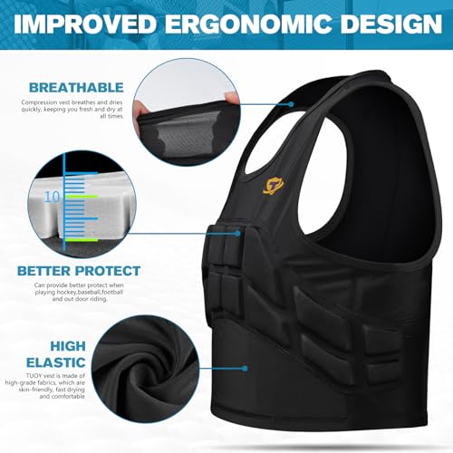 TUOY Women Padded Compression Vest, Impact Vest for Women, Chest Breast Rib Protection Vest for Sports, Karate, Football, Basketball - size: Small, style: Impact Padded Vest