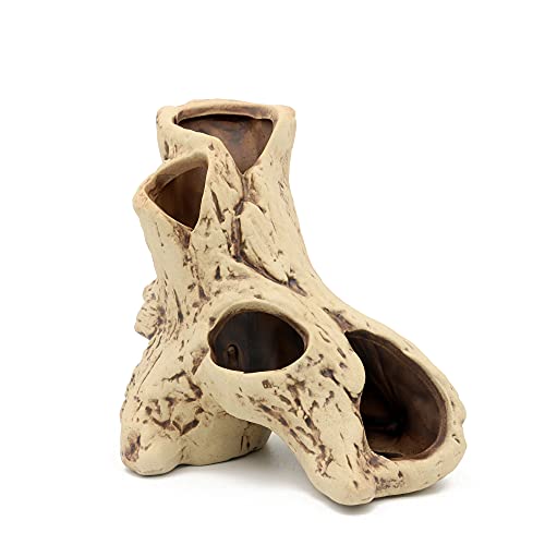 Aquarium Tree Stump Hole Rock Cave Cichlid Stone | For Betta Fish Toys, Betta Fish Accessories, 10, 20 Gallon Fish Tank Decorations, Aquarium Rocks Decor