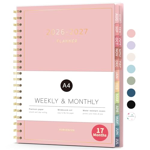 Aug 2026 - Dec 2027 Planner, Forvencer 17 Month Academic Planner 2026-2027, 8.5" x 11", Calendar Planner Weekly and Monthly, Daily Agenda Book, College School Supplies for Student Teacher, A4, Pink - color: Pink, size: 8.5" x 11"