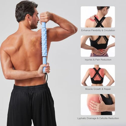 Muscle Roller,EVA Material, Massage Roller Stick for Athletes and Office Workers, Relieves Muscle Tension and Pain(EVA Blue) - color: Eva Blue