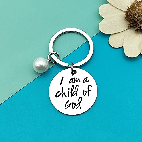 Dabihu Christian Gift Keychain Religious Gift Bible Verse Keyring Baptism Christmas Easter Birthday First Communion Gift - color: Silver Round Keychain