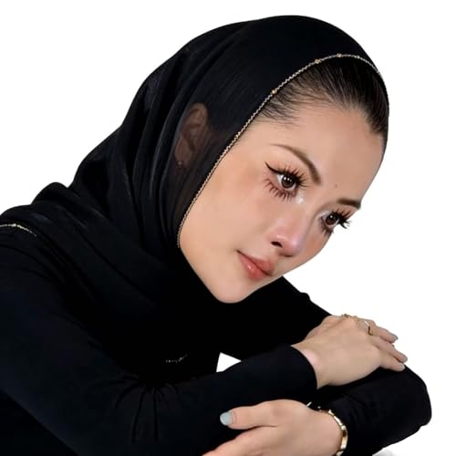 Shimmer Party Hijab, Lightweight Stylish Hijab Scarf for Women - color: Black