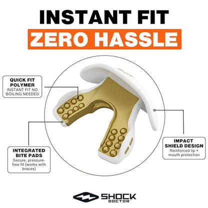 Shock Doctor Football Lip Guard Mouthpiece with Strap – Breathable, Wide Opening – Adult & Youth OSFA - color: Gold