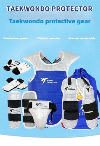 13 pcs Taekwondo Sparring Gear Set Ultimate Head Chest Protective Gear Arm Groin Guards Hand Gloves Foot Protector for Children Youth Adult Taekwondo Karate MMA Training (Blue,110-130CM)