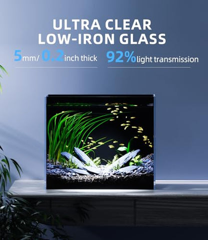 3 Gallon Glass Fish Tank Rimless with Black Background Rectangular Tank | Ultra Clear Low-iron Glass, 5 mm Thick, 92% Light Transmission, for Betta Shrimp Guppy Snail, Included Leveling Mat - size: 3 gallon tank only