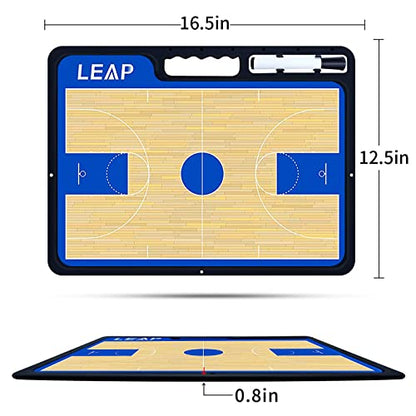 LEAP Coach Board Premium Tactical Clipboard Two Sides with Full & Half Court Dry Erase Marker Board for Basketball, Baseball, Soccer, Football, Hockey - color: Basketball Board