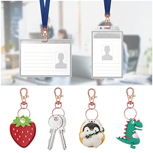 120PCS Premium Swivel Lanyard Snap Hook with Key Rings, Metal Keychain Hooks for Jewelry Making, Crafts (Rose Gold) - color: Rose gold