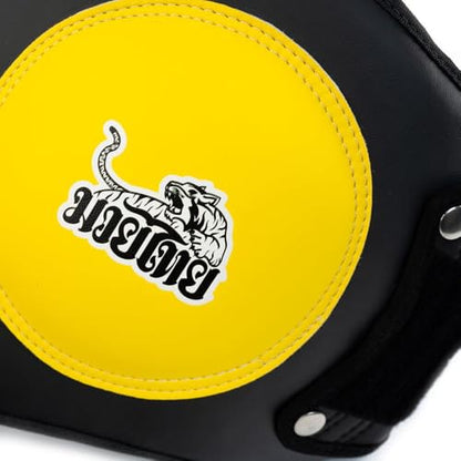 YOKKAO Belly Pad - Leather | Heavy-Duty Padding | Produced at Factory, Thailand | Muay Thai | 5 Colors - color: Yellow/Black